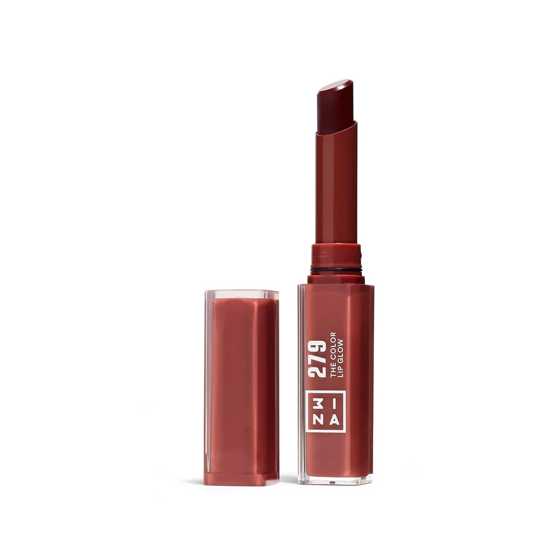 3INA Color Lip Glow 279 - Brown Red Shea Butter Lip Balm, Shiny