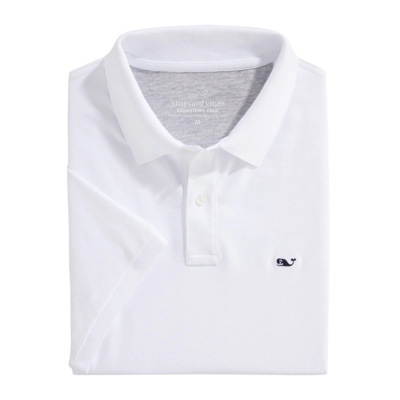 Vineyard Vines Men's Edgartown Pique Polo Shirt, White Cap, Medium