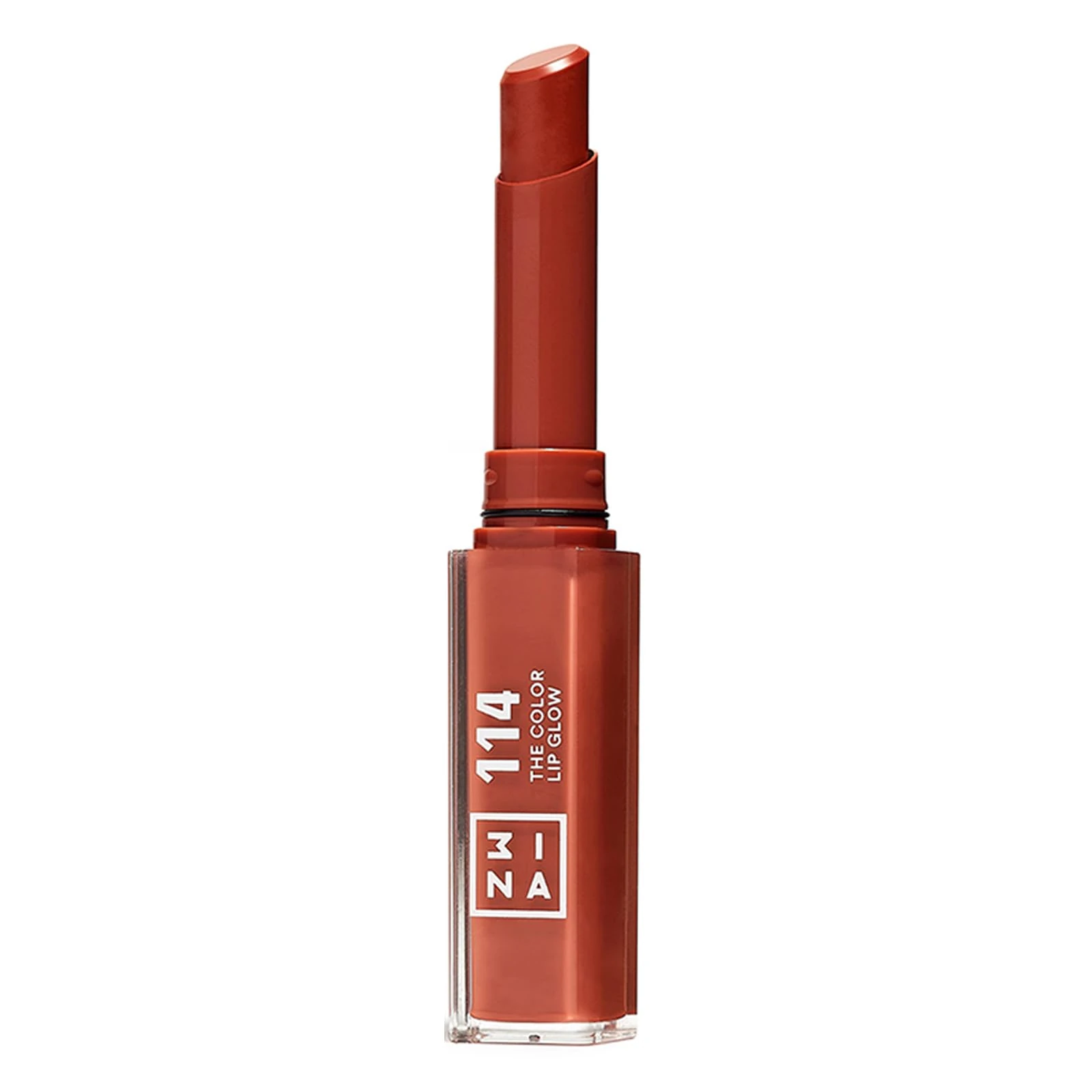 3INA MAKEUP - The Color Lip Glow 114 - Terracotta Colour Lip Balm with Shea Butter to Moisturise the Lips - Shiny and Glowy Colour Lipstick - Highly Pigmented Lip Colour