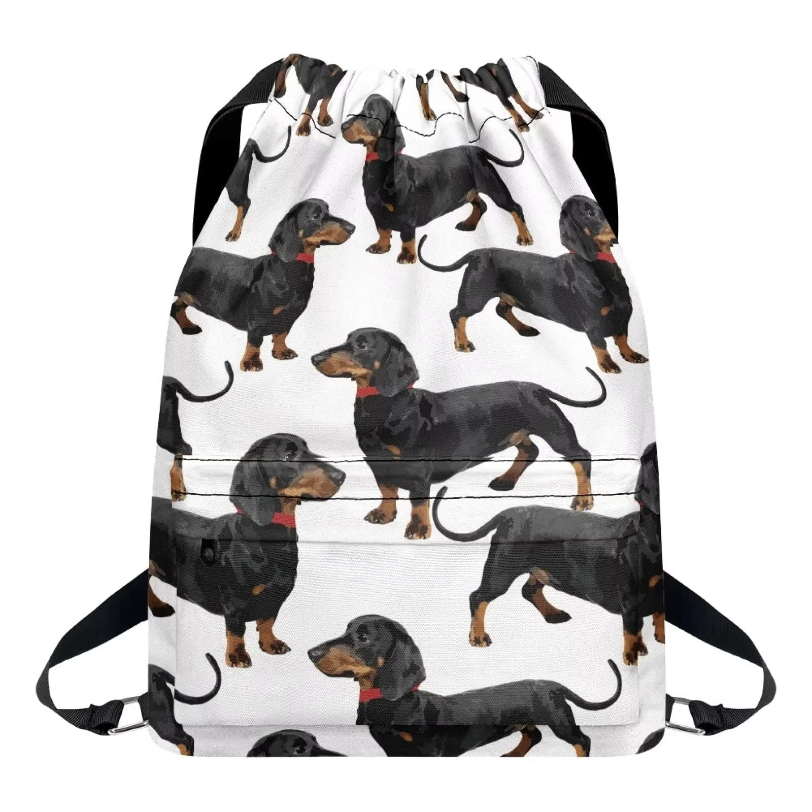Dolyues Dachshund Backpack for Girl Boy Zipper Pocket Drawstring Gym Bag Large Multi Functional Cinch Bagpack with Zipper Pocket, Dog, Waterproof PE Bags