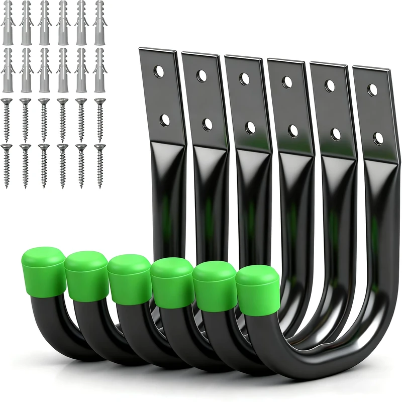 SWANLAKE GARDEN TOOLS 6-Piece Heavy Duty Garage Hooks - J Hook