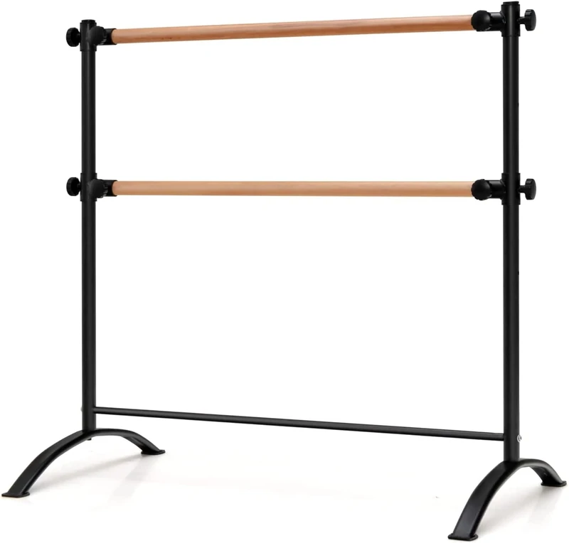 SPOTRAVEL Double Ballet Barre, 4-Level Height Adjustable Dancing Stretching Bar, Portable Freestanding Ballet Equipment for Adult & Kids