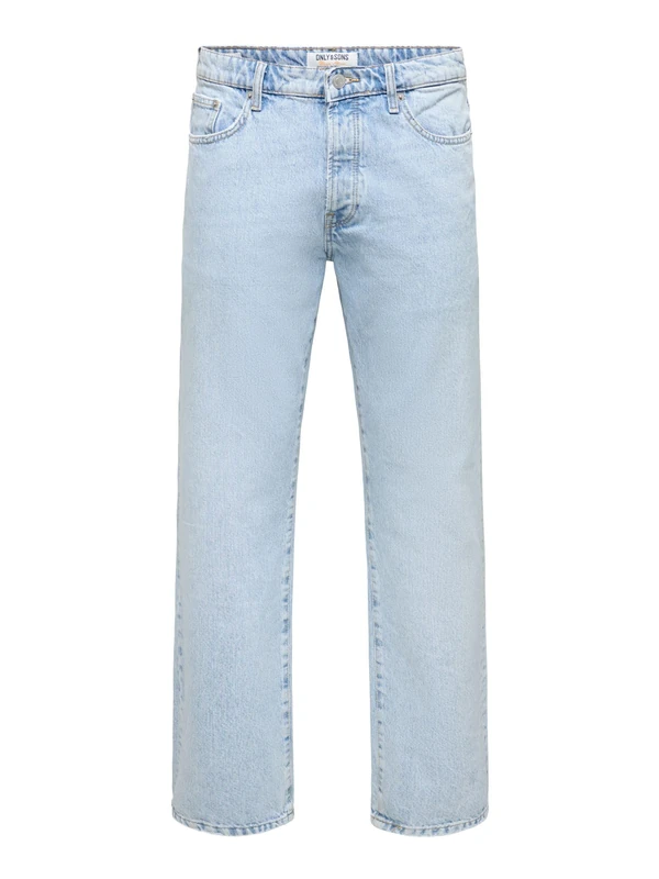 ONLY & SONS Male Loose Cut Jeans ONSEDGE L.Blue 6986 DNM Jeans NOOS, Light Blue (Light Blue Denim), 38 W/32 L