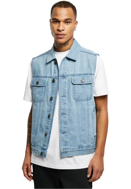Urban Classics Men's Tb514-denim Vest Jacket, Lighter Washed, XL - Image 1