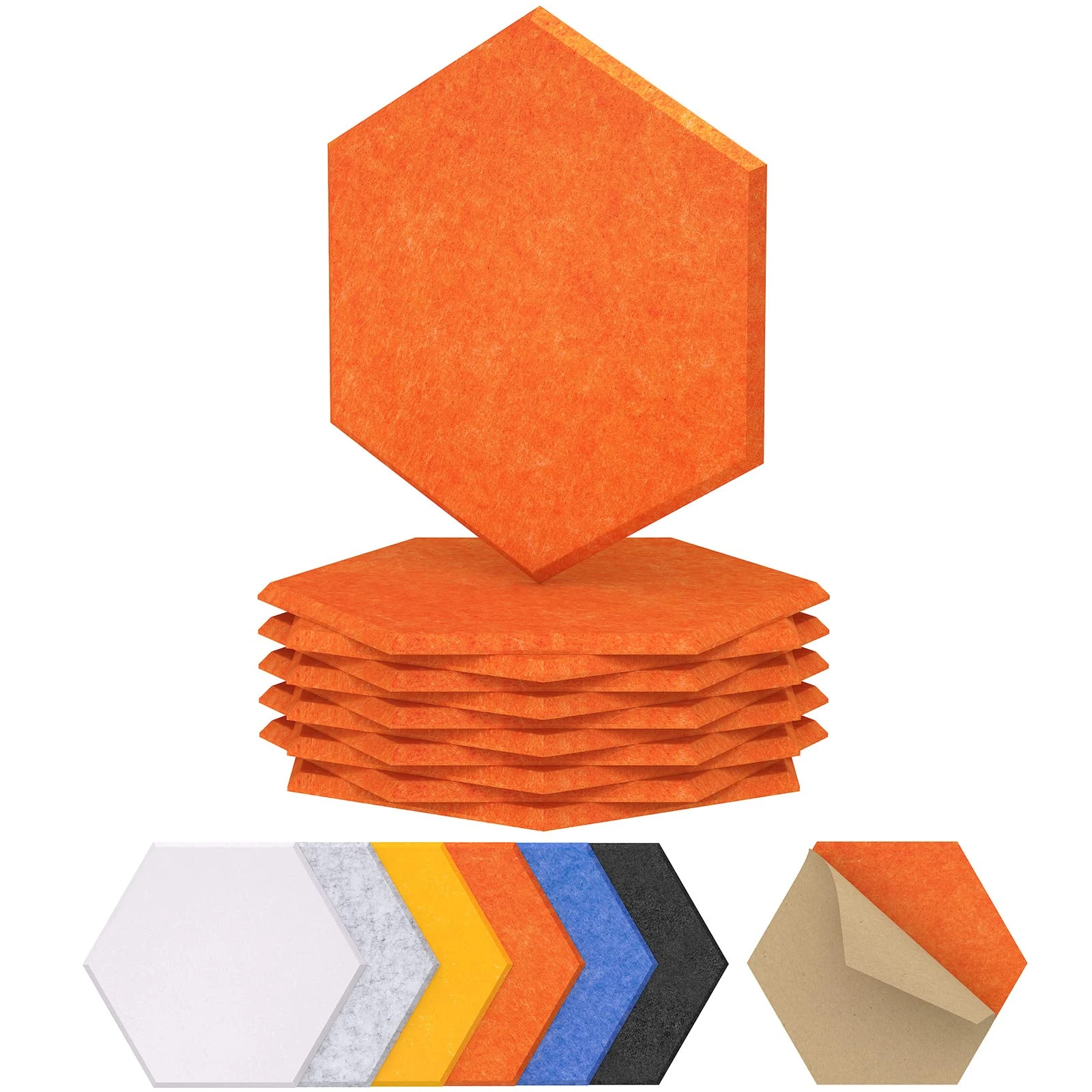 12 Pack Hexagon Acoustic Panels Self-adhesive, TONOR 12"x10"x0.4" High Density Sound Proofing Panels for Walls, Sound Deadening Treatment Sound Absorbing for Studio, Office, Home, Orange