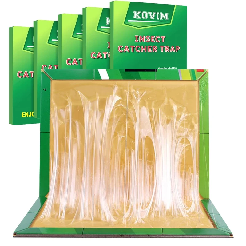 Kovim Sticky Traps Pest Trap Pads Board - Large Extra Strong Sticky Trap for Multiple Insects in Indoor Outdoor Home Kitchen Garden Garage Commercial Home (A. 5 Pcs)