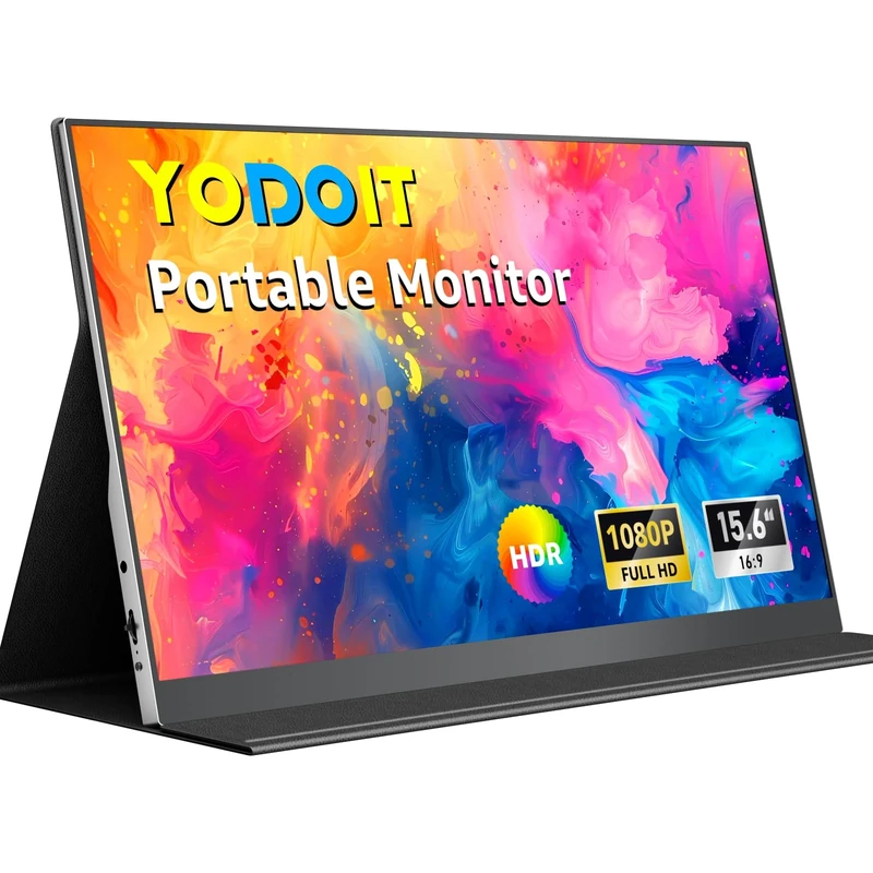 Yodoit Portable Monitor 15.6" FHD 1920x1080P IPS Display | USB-C & HDMI Connectivity, Built-in Speakers, with Smart Cover, for Laptop, PC, Mac, PS3/4/5, Xbox