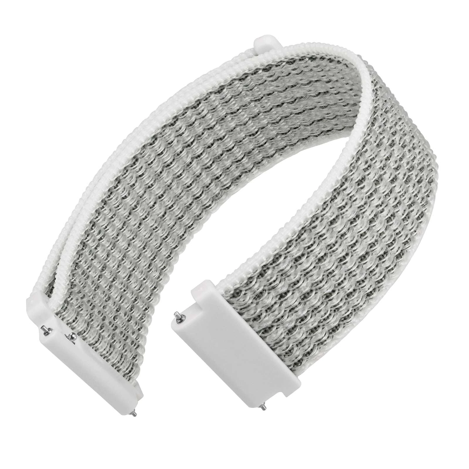 WOCCI 18mm Adjustable Nylon Watch Strap, Quick Release Sport Loop Strap (White/Grey)
