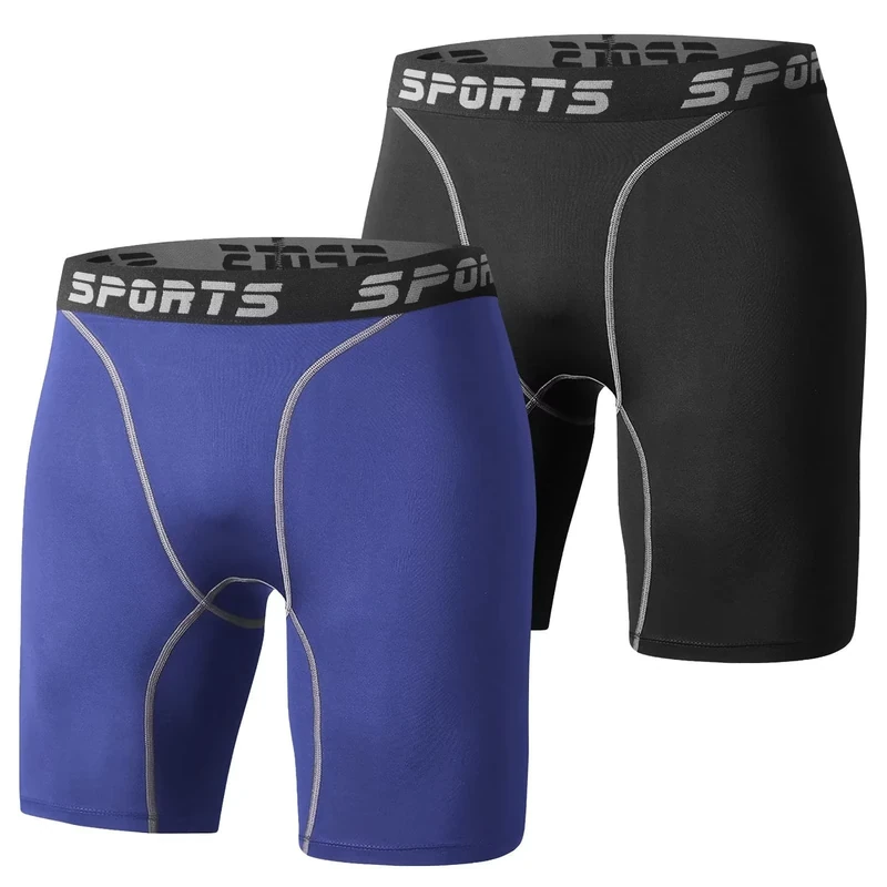 Sillictor Compression Shorts Men Anti Chafing Running Underwear Men Gym Shorts Breathable Tight Mens Sports Boxers for Cycling Workout Football,Moisture Wicking Muscle Support 3325 Black Navy M