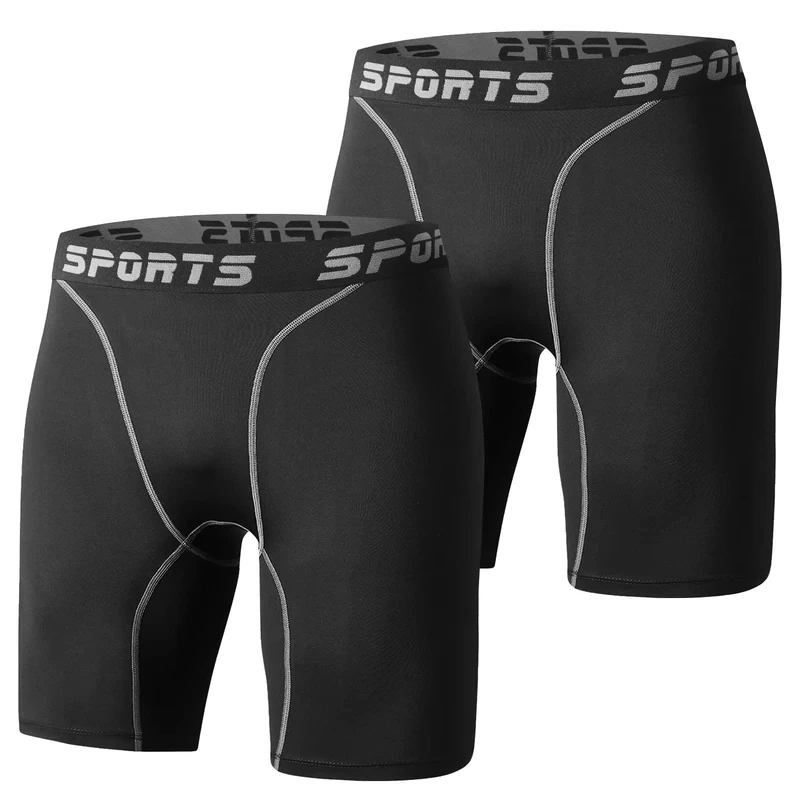 Sillictor Compression Shorts Men Anti Chafing Running Underwear Men Gym Shorts Breathable Tight Mens Sports Boxers for Cycling Workout Football,Moisture Wicking Muscle Support 3325 Black Black M