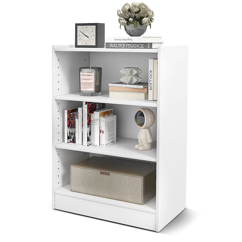 CASART Wooden Bookcase, 4-Tier Compact Bookshelf Modern Floor Bookcase with Anti-Tipping Kits, Open Shelf Display Stand Storage Organizer Unit for Living Room Bedroom Office (White)