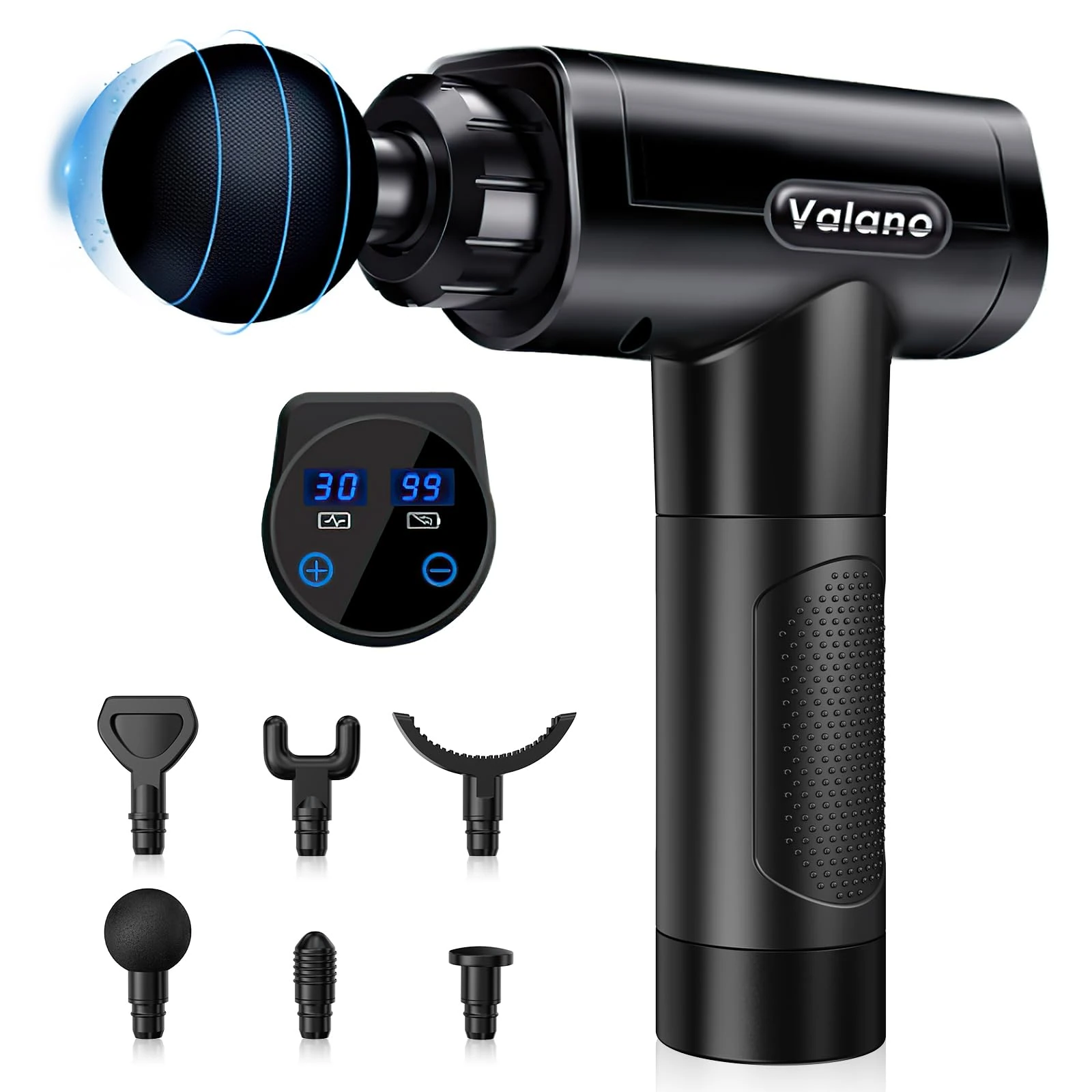 Massage Gun Deep Tissue - Portable Muscle Massage Gun, 30 Speeds with LCD Touch Screen, Electric Back Massager for Pain Relief, 6 Heads for Shoulder & Body Relaxation (Black)