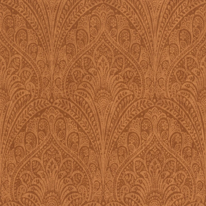 Rasch Non-Woven Wallpaper Orange Metallic Ornaments Floral Indian 746341
