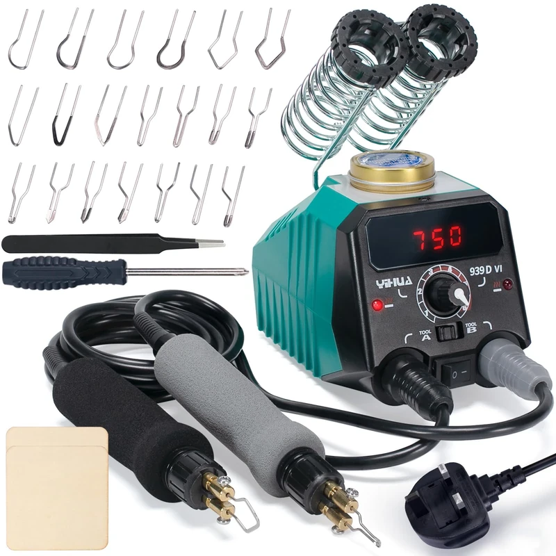 YIHUA 939D-VI Dual Pen Wood Burning Kit - Digital Temp Display, 20 Nibs