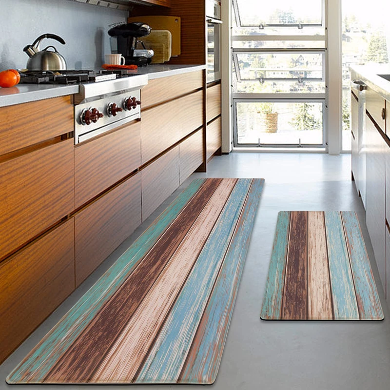 MAYHMYO 2 PCS Anti Fatigue Kitchen Mats - Cushioned Farmhouse Kitchen Runner Rugs - Non-Skid Waterproof - Comfort Standing Desk Mat for Floor Laundry