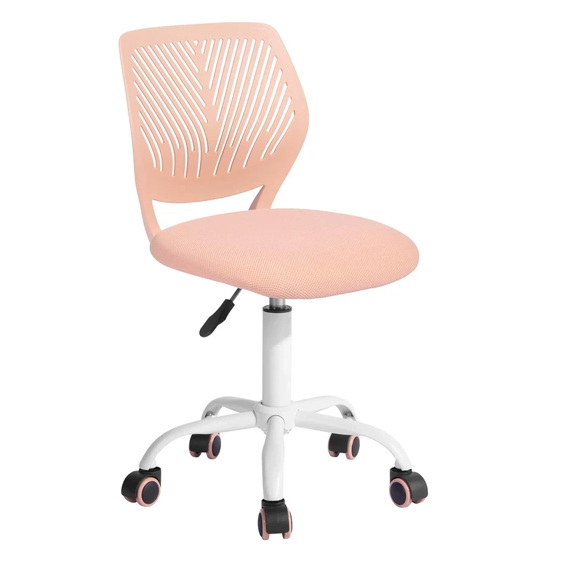 Homy Casa Desk Chair Adjustable Swivel Office Chair Fabric Seat Ergonomic Task Chair without Armrest, Light Pink