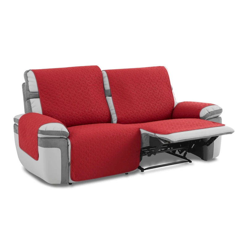MAXIFUNDAS FUNDAS DE SOFA & CHAISE LONGUE -Relax 2 seater sofa cover Slam, red, salvasofá liquid repellent and with non-slip backing.