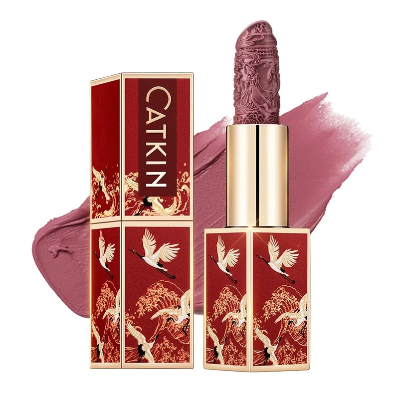 CATKIN Plum Lipstick, Semi-Matte,Long Lasting, High Impact, Moisturizing Formula, enriched with Avocado Oil and Vitamin E, 3.2g