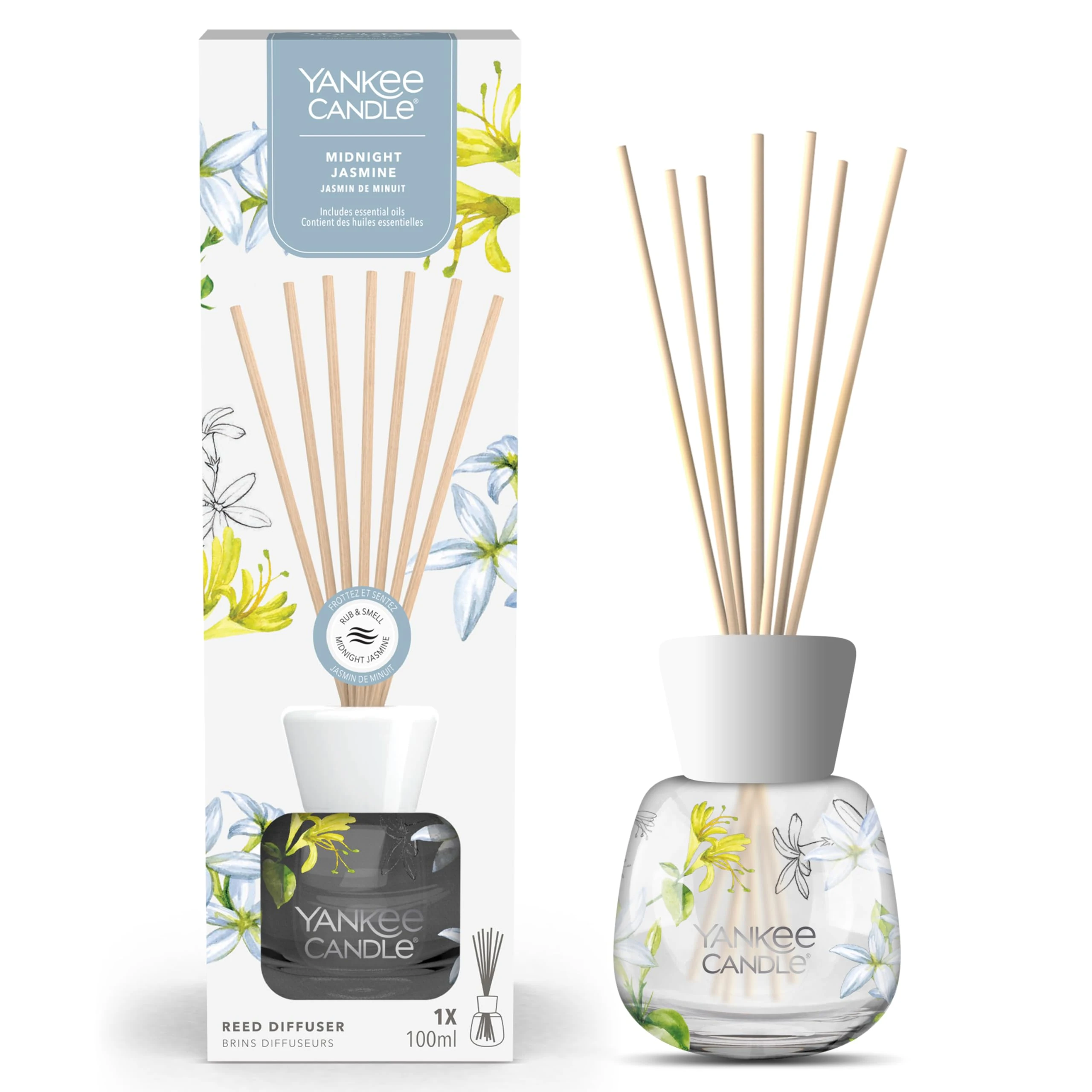 Yankee Candle Signature Reed Diffuser | Midnight Jasmine | 100ml | up to 10 Weeks of Fragrance for Women