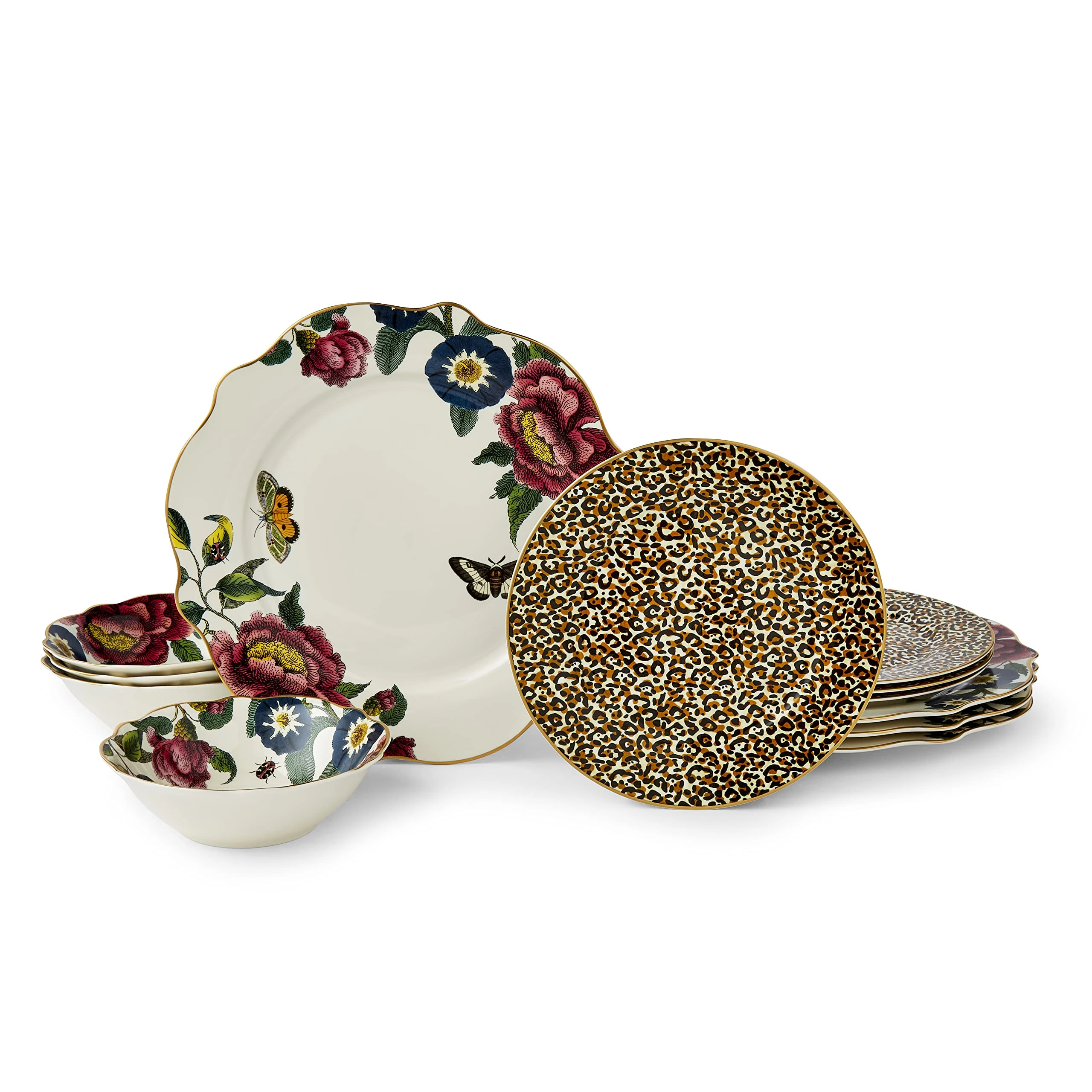 Spode Creatures of Curiosity 12 Piece Dinner Set, Fine China with 22ct Gold