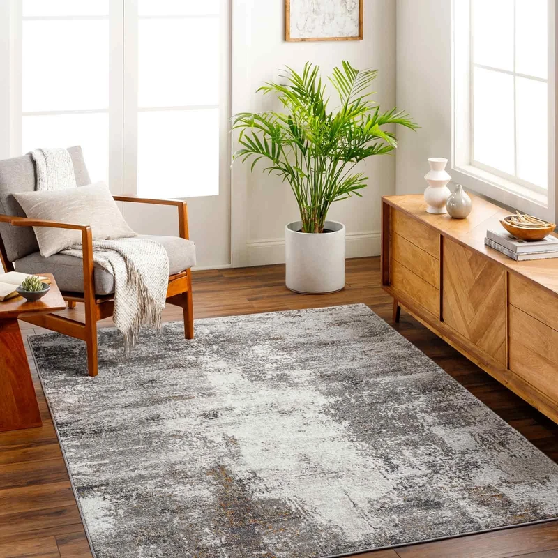 Livabliss Pysel Abstract Rug - Area Rugs Living Room 200x275 cm, Dining Room, Lounge, Kitchen, Bedroom - Modern Marble Large Rug, Soft Luxurious Easy Care Medium Pile, Brown, Black, Grey