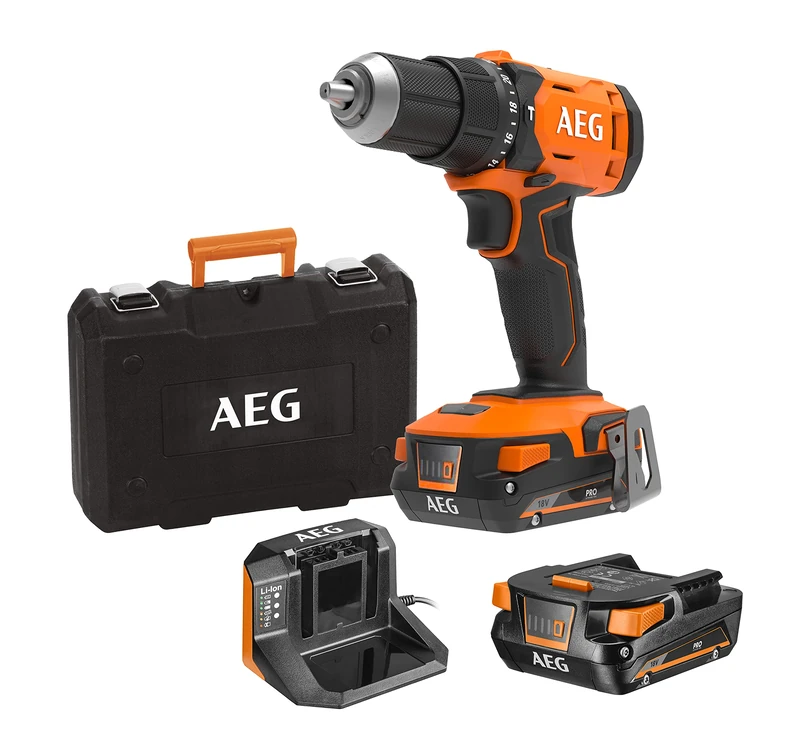 AEG - 18 V 60 Nm Impact Driver 13 mm Chuck 2 Speeds Comes with 2 x 4 Ah Batteries, Charger, Box – BSB18G4-402C