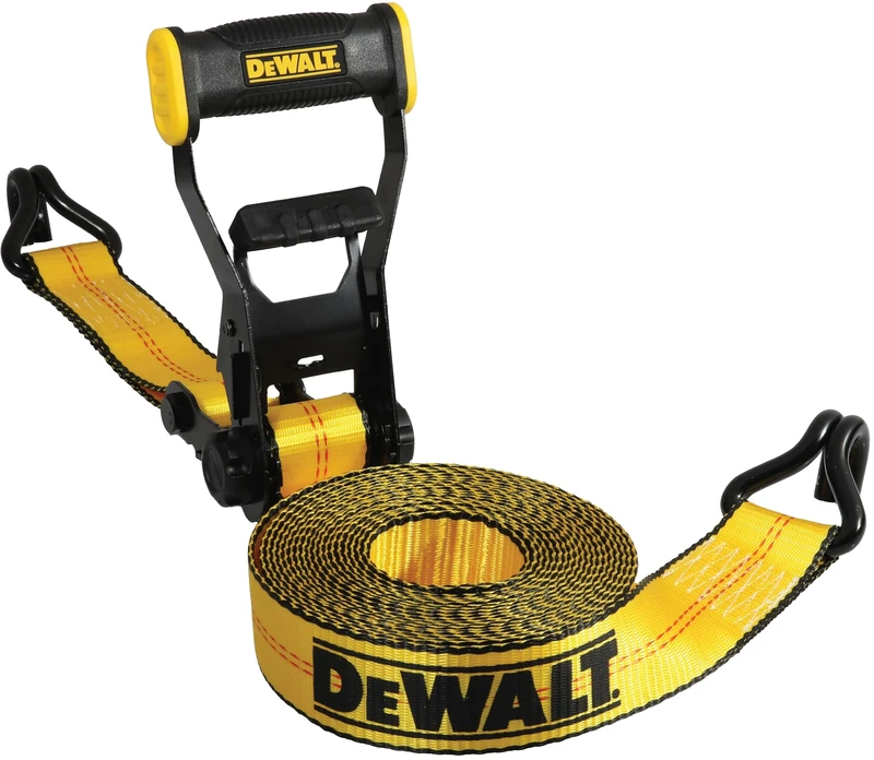 DEWALT DXBC10000J-6PK 2" x 27' Ratchet Tie Down Straps with Double J Hooks, Heavy Duty Cargo Carrier (10 Pound Break Strength), 6 Pack