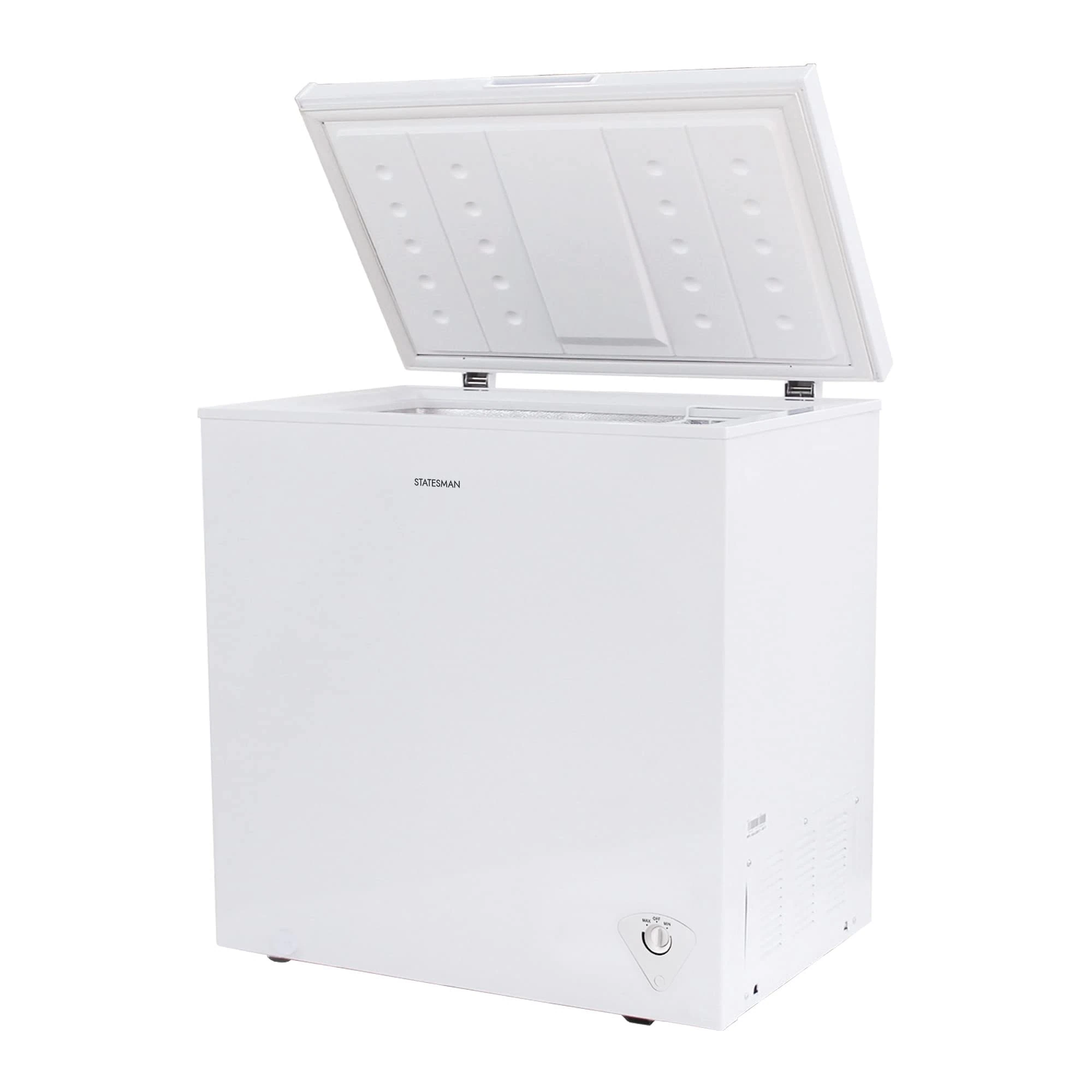 Statesman CHF198 Chest Freezer, 198 Litre, 77 cm Wide, 1x Freezer Basket, Adjustable Feet, Suitable for Outbuildings and Garages, Operates in Temperatures Down to -15ºC, White
