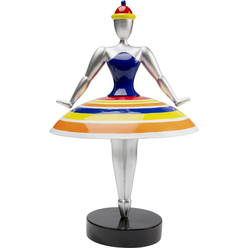 Kare Design Decorative Figure Primaballerina Stripes, Multicoloured, Polyresin, Steel Pole, Handmade, Hand-Painted, 35 x 22 x 22 cm (H x W x D) - Image 1