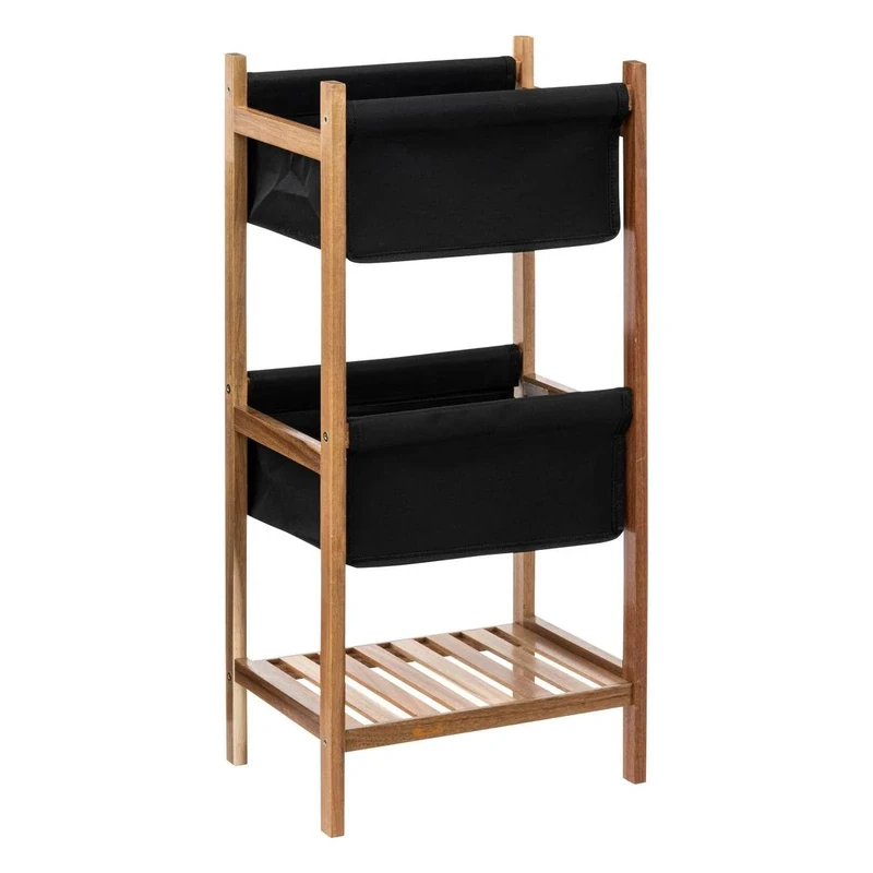 Five 3-Tier Blackacia Etagere Shelf, Black, Minimalist Style - Image 1