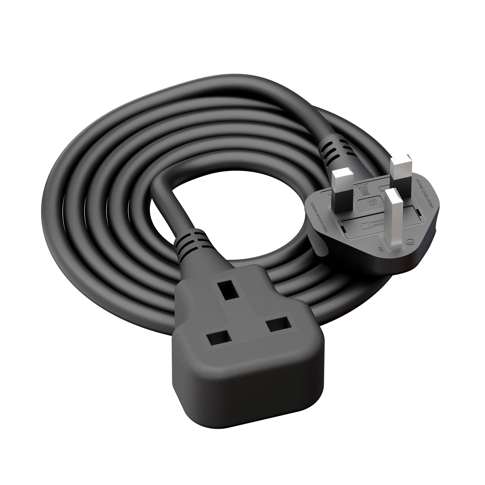 1 Meter Short Extension Lead Single Plug Socket Power Cable 13 Amp Extension Cord Electrical Socket Black