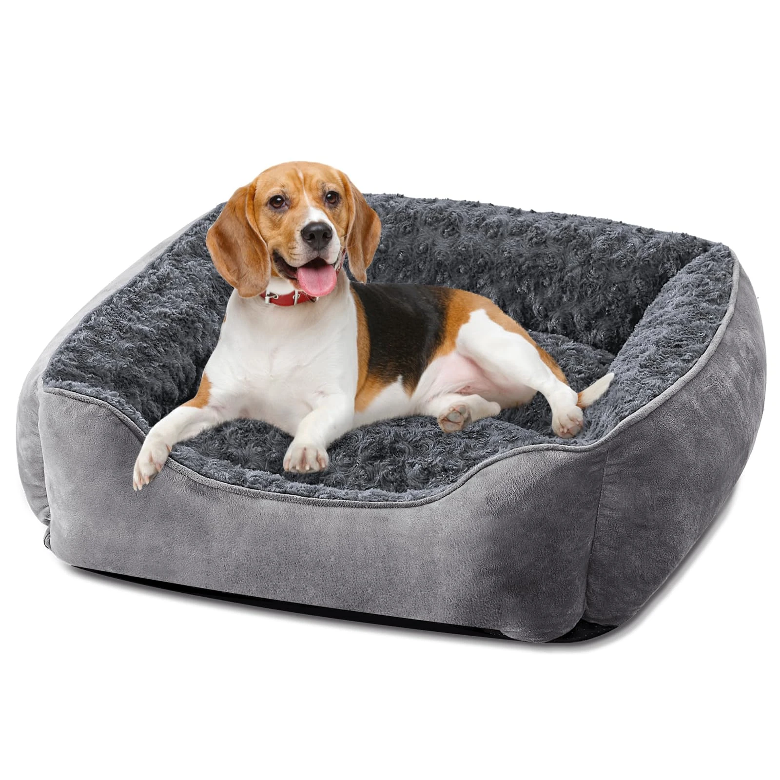 JOEJOY Dog Bed Medium - Washable Rectangle Dog Beds, Anti-Anxiety, Soft Plush Non-Slip Bottom Pet Bed - Small | Medium | Large Size Mattress Mat, Grey