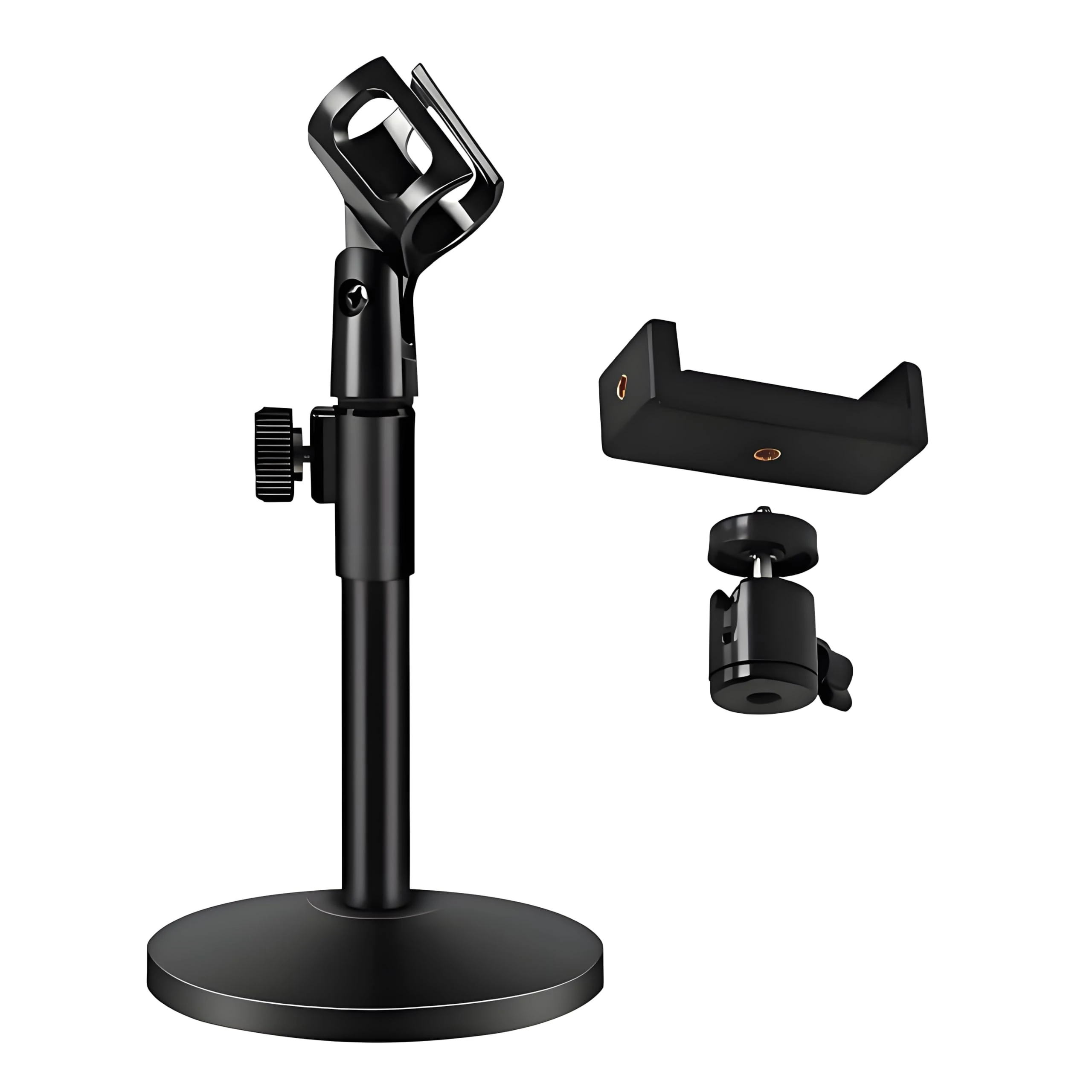 Getaria 3 in 1 Multi Function Desktop Microphone Stand Table Microphone Stand with Microphone Clip Shock Mount and A Microphone Clip Included Stand for Podcasts with Meeting Lectures (ZM-06)