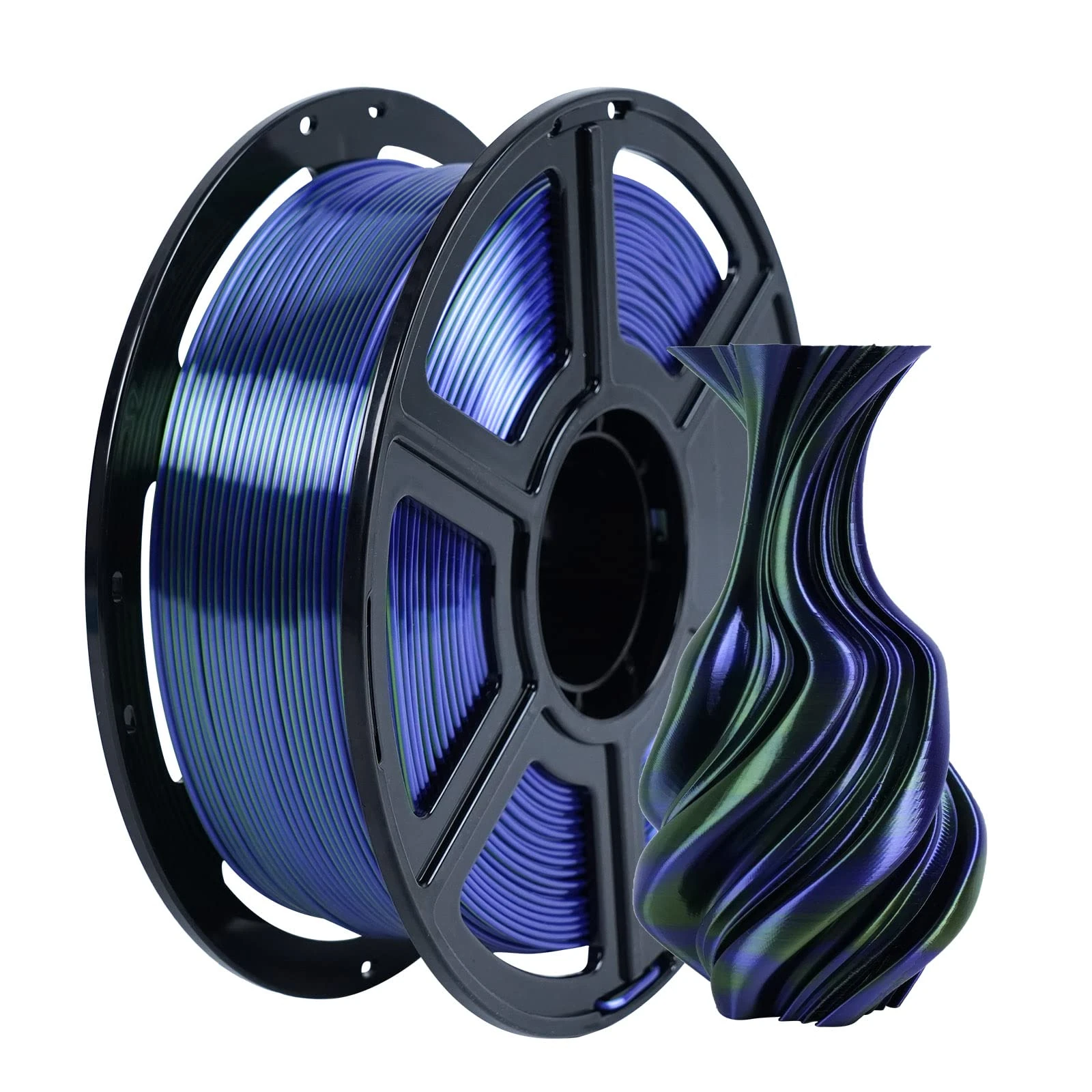 FLASHFORGE Silk Dual Color Filament, Blue Green 2 in 1 Coextrusion 1.75mm, 3D Printer Filament 1kg(2.2lbs) Spool - Dimensional Accuracy +/- 0.02mm, Silk PLA Color Change