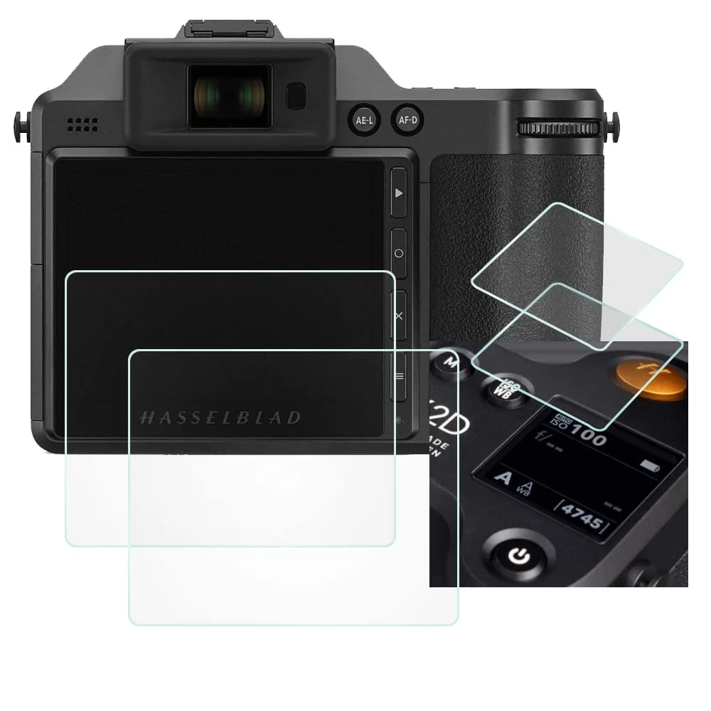 Fire Rock X2D Top+LCD Screen Protector for Hasselblad X2D x2d Camera, Ultra-Clear Anti-Scratch Bubble-Free Tempered Glass Cover for Hasselblad X2D x2d-2+2Packs