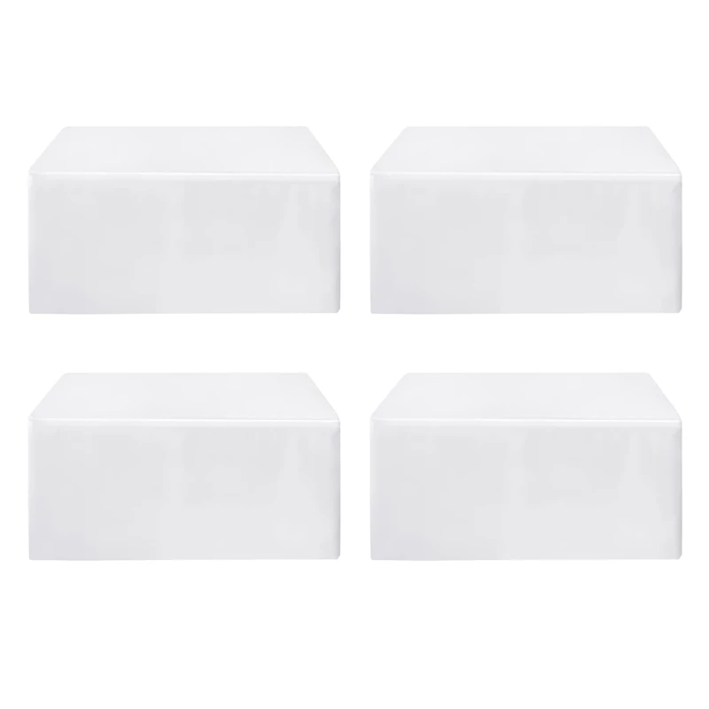 HolidayIdeas White Tablecloths for Rectangle 8 Foot Tables- 96 x 30 Inch - 4 Pack Fitted Tablecloths Polyester Fabric Table Cover for Parties, Wedding, Trade Show
