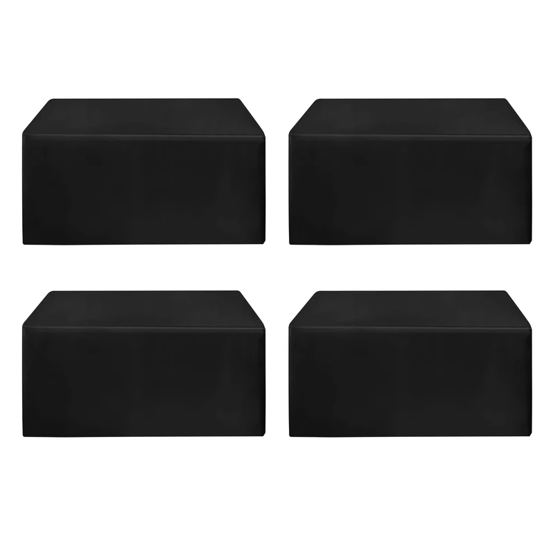 HolidayIdeas Fitted Table Clothes, 4 Pack - 48 x 24 Inch - Black Rectangle Tablecloths for 4 Foot Tables, Fabric Tablecloth for Vendor Stand, Trade Show, Parties, Banquet
