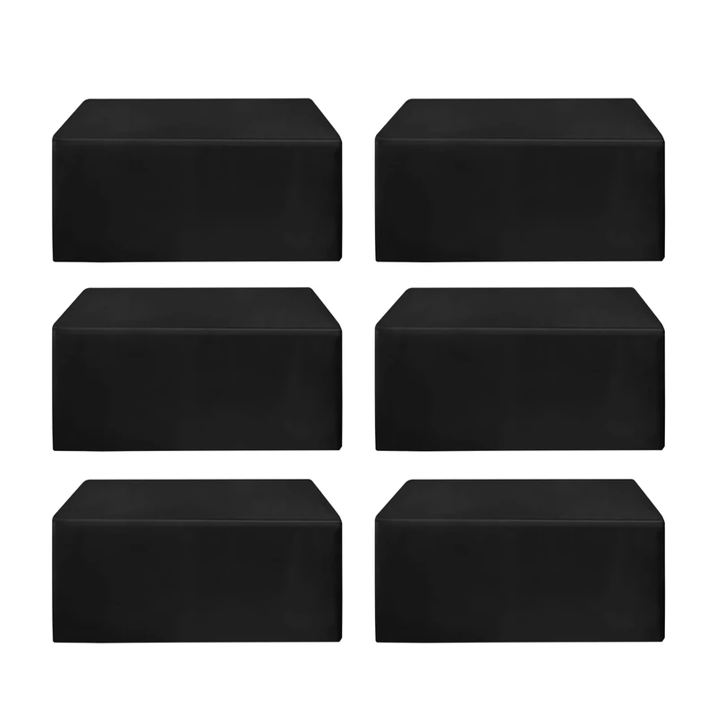 HolidayIdeas Fitted Black Tablecloths - 72 x 30 Inch - 6 Pack Rectangle Tableclothes for 6 Foot Tables, Polyester Fabric Table Cover for Parties, Holiday Dinner, Wedding, Trade Show
