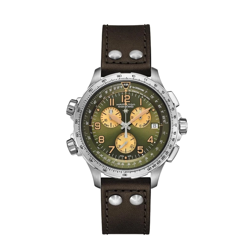 Hamilton Men Chronograph Quartz Watch Khaki Aviation X-Wind GMT Swiss Made - Image 1