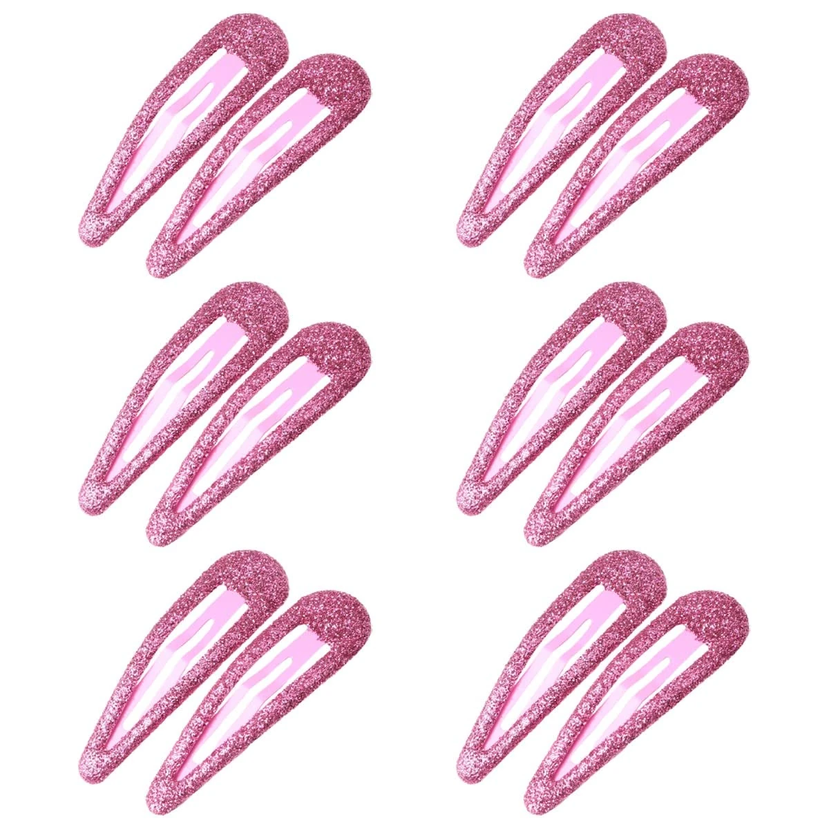ZEVONDA Glitter Hair Snap Clips - Metal Hair Clips Colorful Glitter Sequin Hair Clips Barrettes Hair Styling Accessories for Toddlers Kids Girls Women, Rose Red *12