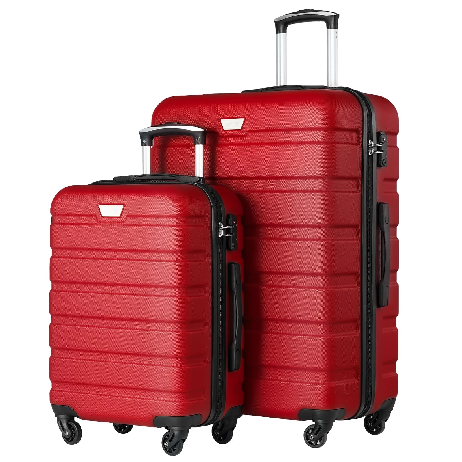COOLIFE 28 Inch Large Suitcase for Checked Luggage, Business Trip, ABS+PC, Lightweight Hard Shell Luggage with 360°Rubber Spinner Wheels, YKK Zipper, Telescopic Handle, TSA Lock, Spinel Red