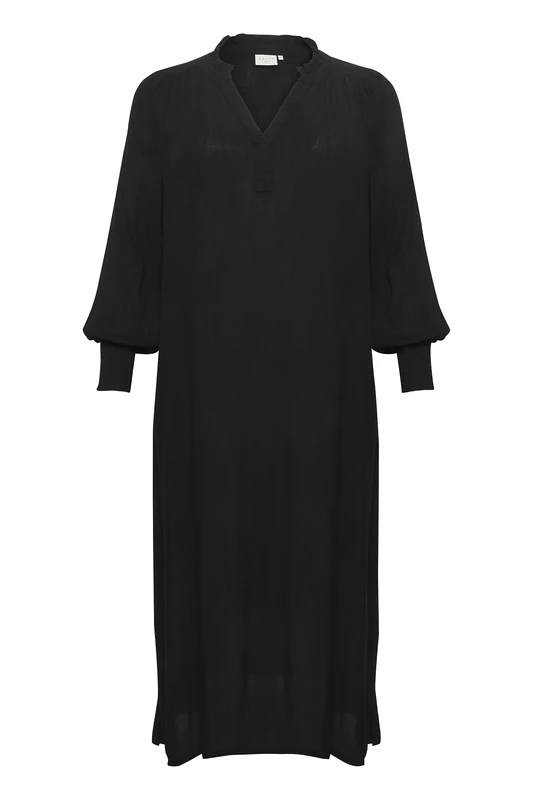 Kaffe Curve Women's Plus-Size Maxi Dress Long Sleeves Loose Fit V-Neck, Black Deep, 20/Big