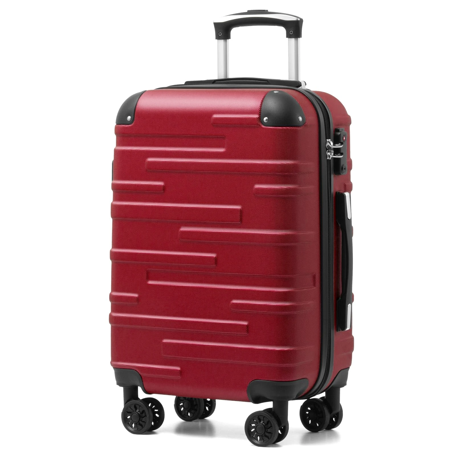 COOLIFE Hard Shell Suitcase with TSA Lock and 4 Spinner Wheels Lightweight Durable (Spinel red, S(56cm 38L))