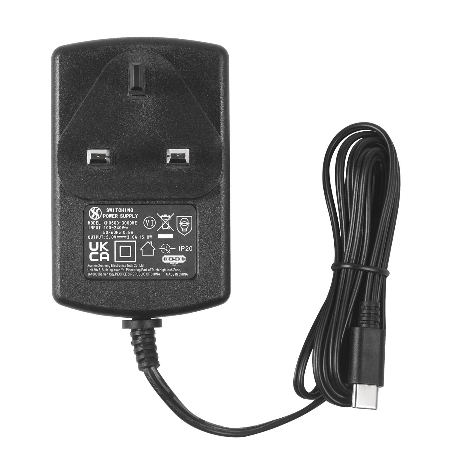 Security-01 AC to DC 5V 3A Power Adapter Supply, Plug USB C