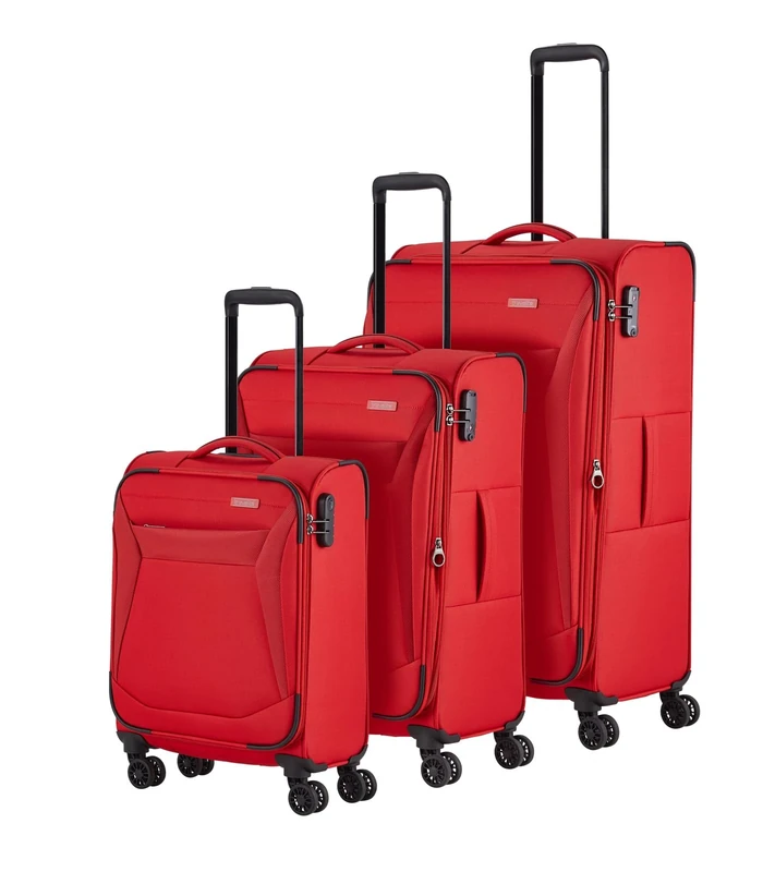 travelite 4-wheel suitcase set soft shell, sizes L/M/S, series CHIOS trolley set in timeless look, hand luggage complies with IATA boarding baggage dimensions