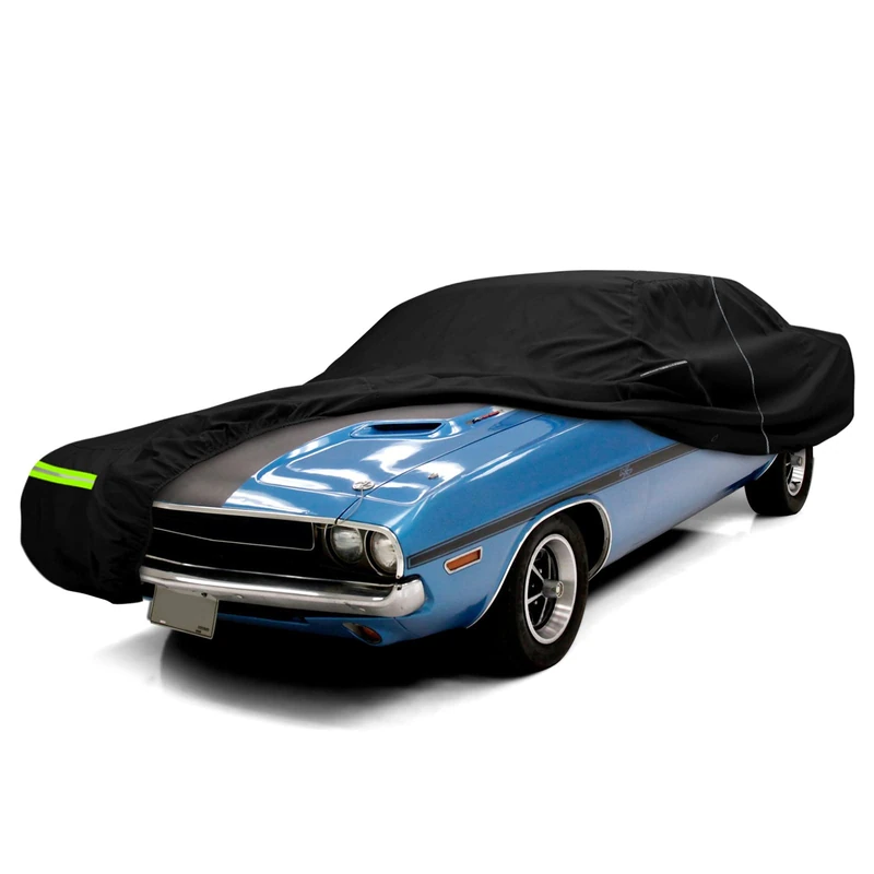 Waterproof Car Cover Replace for 1970-1974 Dodge Challenger, T/A, R/T, 2 Door Hardtop/Notchback Coupe 210T All Weather Classic Car Covers with Zipper Door for Snow Rain Protection