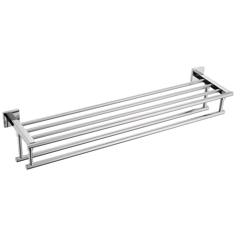 KOKOSIRI Bathroom Towel Rack Towel Holder 32 Inches Bath Towel Shelf with Double Towel Bars Wall Mounted, Polished Chrome Stainless Steel B6005CH-L32
