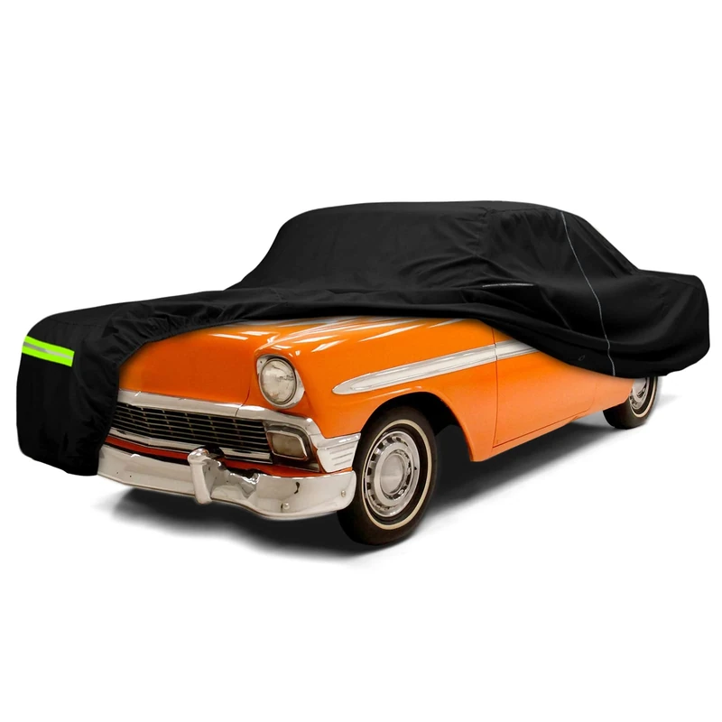 Waterproof Car Cover Replace for 1950-1957 Chevrolet Bel Air / 150/210 Sedan/Coupe/Hardtop 210T All Weather Classic Car Covers with Zipper Door for Snow Rain Protection
