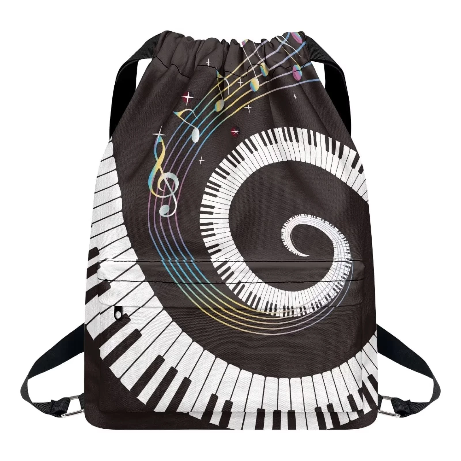 Dolyues Piano Keys Drawstring Bags for Women Men Work Large Bagpack Water Resistant String Swimming Bag Multi-Functional Sackpack
