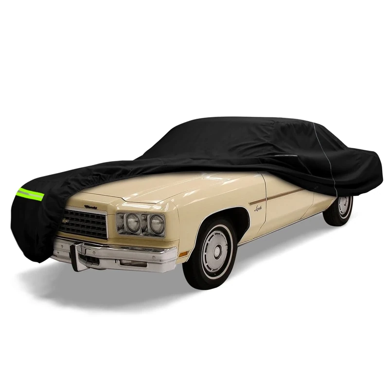 Waterproof Car Cover Compatible with Chevrolet Impala/Bel Air/Biscayne 1971-1976 2 & 4-Door Sedan/Couple/Hardtop 210T All Weather Classic Car Covers with Zipper Door for Snow Rain Protection